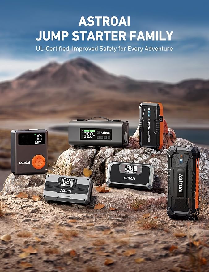 AstroAI S8 Car Battery Jump Starter, 1500A Peak Car Jumper Starter Battery Pack for Up to 6.0L Gas & 3.0L Diesel Engines, 12V Portable Jump Box with 3 Modes Flashlight and Jumper Cable (Orange)