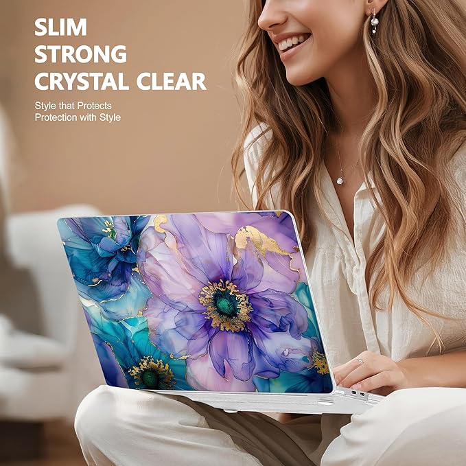 for MacBook Pro 16 inch Case 2019 2020 Release Model A2141, Plastic Hard Shell Cover with Keyboard cover & Screen Protector for MacBook Pro 16 inch with Touch Bar & Touch ID, Fluid Art Flowers