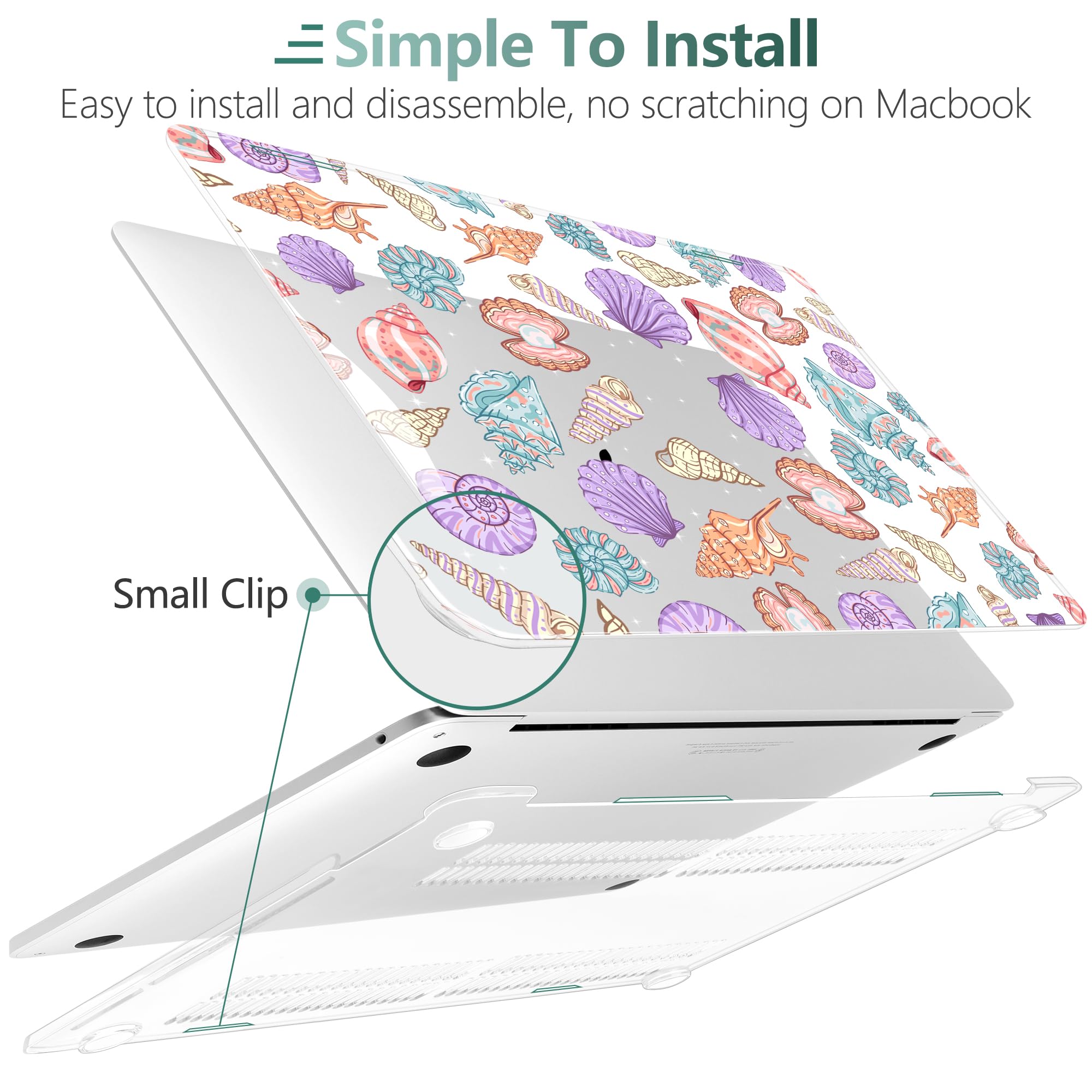 TWOLSKOO Compatible with MacBook Pro 13 inch Case 2023-2016 A2338 M2/M1 A2251 A2289 A2159 A1989 A1706, Plastic Hard Shell Cover & Keyboard Skin & Screen Protector, Colorful Shells