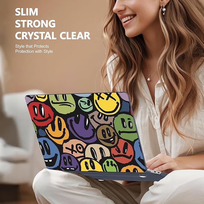 for MacBook Pro 16 inch Case 2019 2020 Release Model A2141, Plastic Hard Shell Cover with Keyboard Cover & Screen Protector for MacBook Pro 16 inch with Touch Bar & Touch ID, Happy Emoji