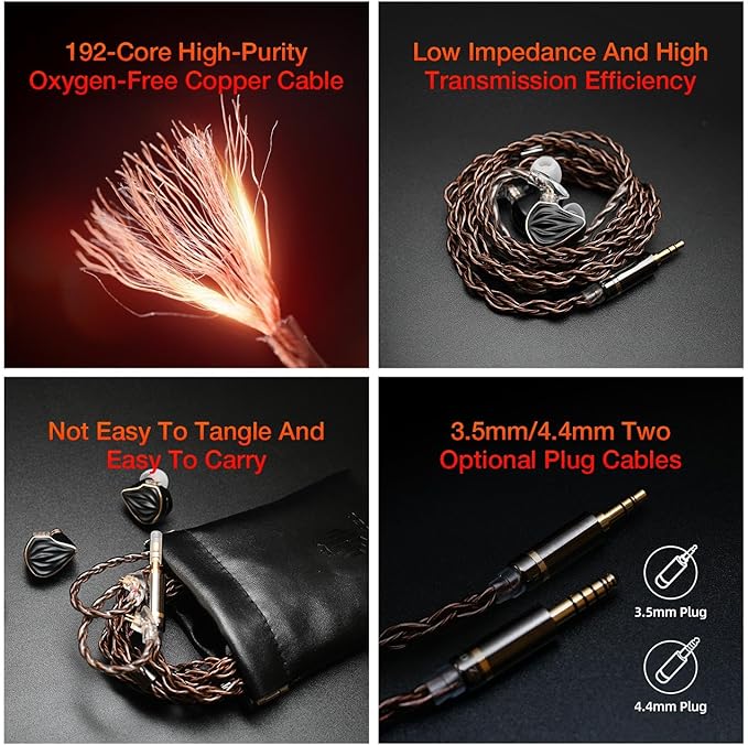 MS3 in-Ear Monitors, 2BA+1DD Hybrid IEM Wired Earphones, Includes 3 Pneumatic Tuning Filters - Exclusive Adjustable Soundstage for Instruments, Detachable Cable for Audiophile/Musician 4.4 mm