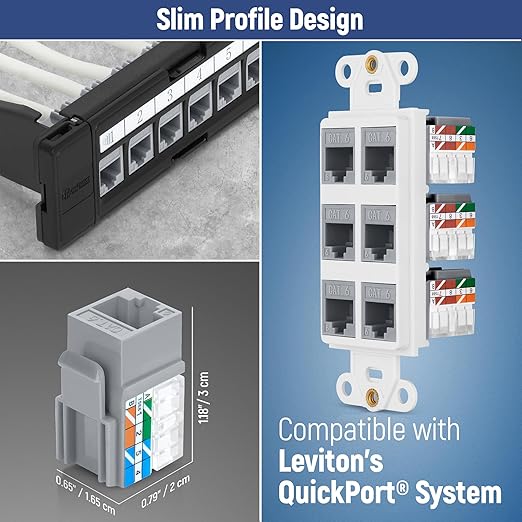 Everest easyJACK - 90° Angled Speed Termination Keystone Tool Set - with 20-Pack of RJ45 Cat6 Keystone Jacks in Gray (Slim Profile Design) - Time Saver Network Punch Down Tool Cat6