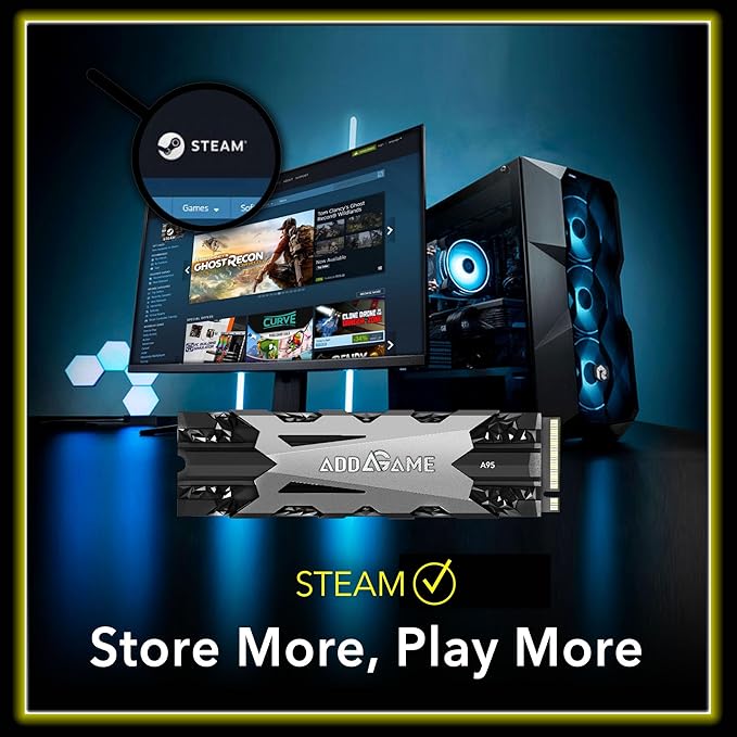 Addlink A95 8TB M.2 SSD Storage Expansion for PS5 Consoles with Heatsink, up to 7000 MB/s, Internal Gaming SSD -2280 PCIe NVMe Gen4X4 3D TLC with Dram NAND SSD Made in Taiwan