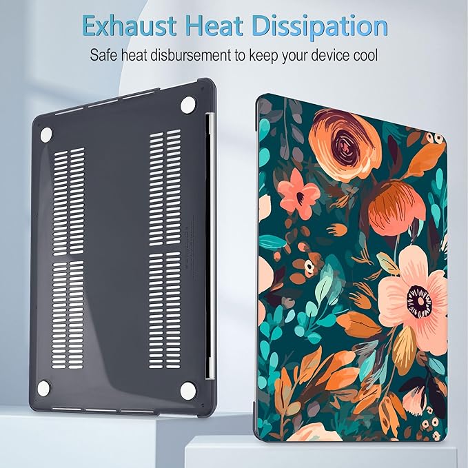 Mektron for MacBook Pro 13-inch Case 2022 2021 2020 Release A2338 M2 M1 A2289 A2251, Printed Plastic Hard Shell Cover for New MacBook Pro 13.3-inch Touch Bar Fits Touch ID，Abstract Florals