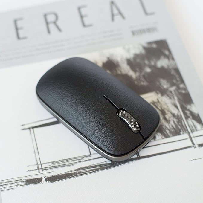 Azio Retro Classic Bluetooth Mouse (Gunmetal) - Wireless, Genuine Leather Topped with Pixart Precision Tracker