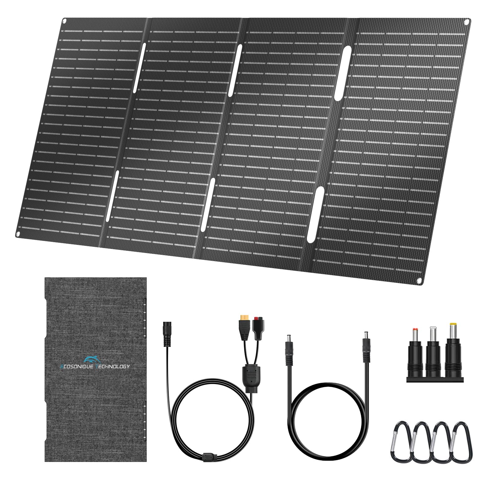 Ecosonique 60W Portable Foldable Solar Panels Charger with USB-C USB-A DC