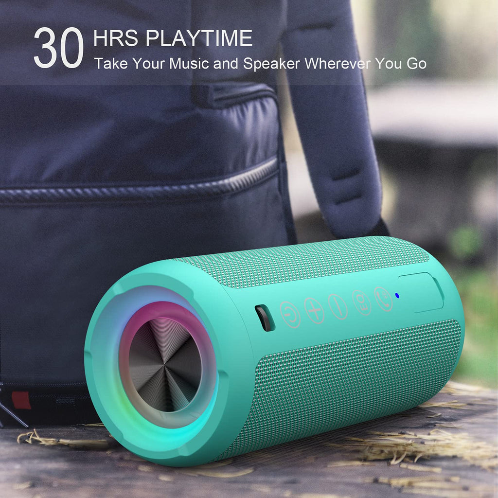 Ortizan Portable Bluetooth Speakers, IPX7 Waterproof Wireless Speaker with 24W Loud Stereo Sound, Outdoor Speaker with Bluetooth 5.3, Deep Bass, RGB Lights, Dual Pairing, 30H Playtime for Home
