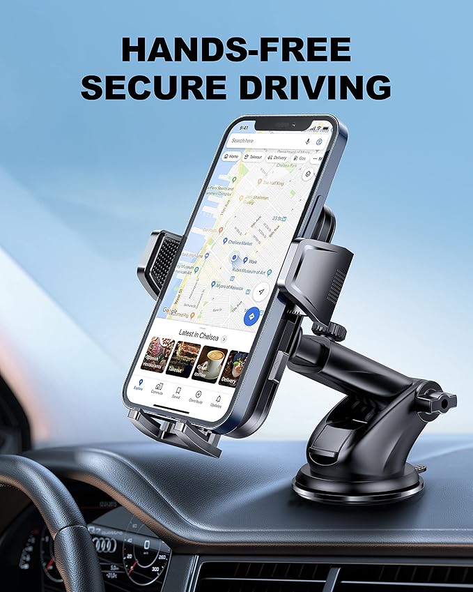 2025 Upgrade Car Phone Holder Mount, Universal Window Cell Phone Car Mount for Dashboard Windshield, Car Dash Mount Mobile Holder for iPhone, Samsung, Nokia, LG and All Android Smart Phones
