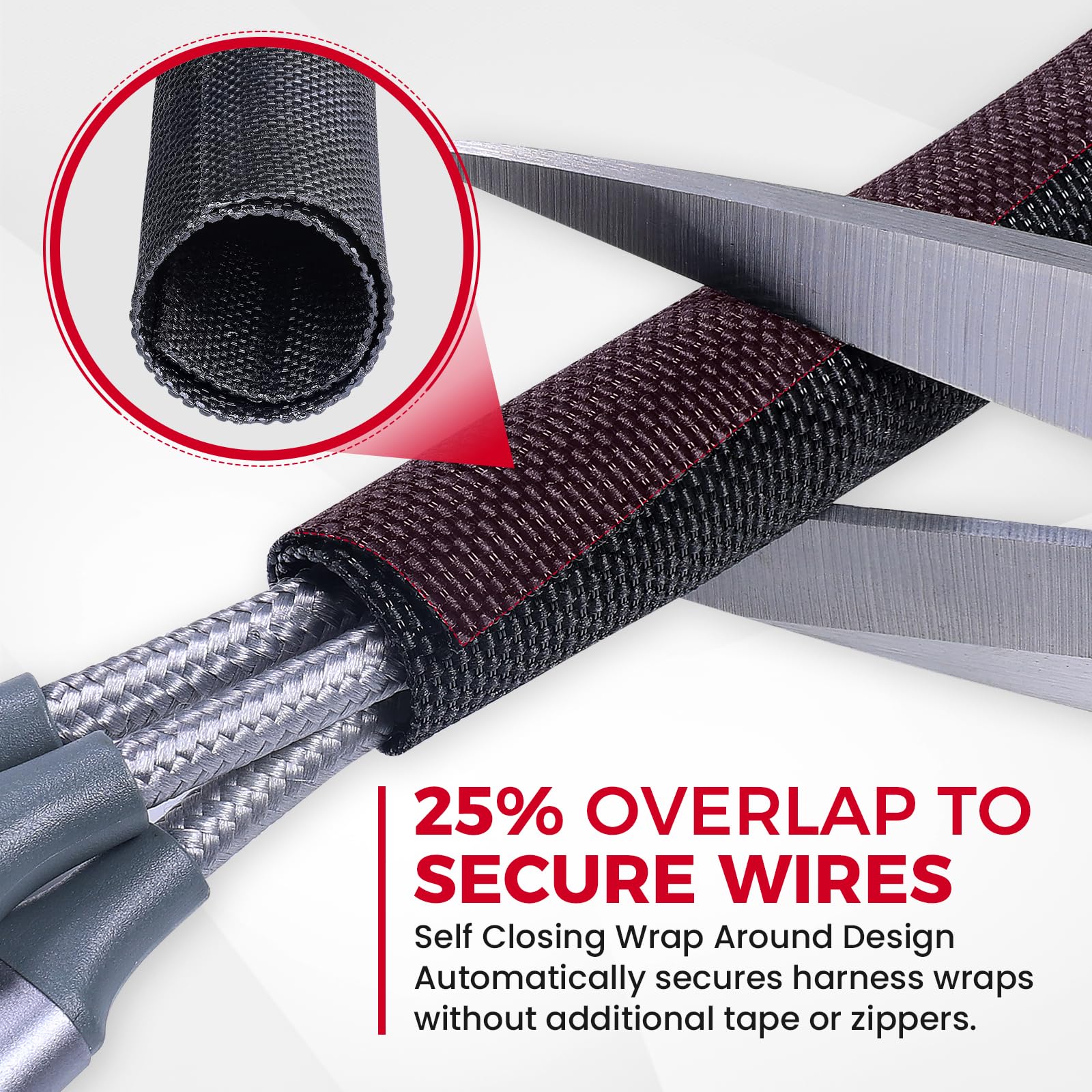 Sonoreboom 1/2"-36ft Automotive Mesh Woven Wire Sheathing Split Wire Loom