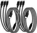 USB C Multi Charging Cable [2Pack 4FT], 3 in 1 Charging Cable Nylon Braided USB-C Multiple Charger Cord with Type-C, Micro USB and IP Port for iPhone 16/15 Series/Cell Phones and More