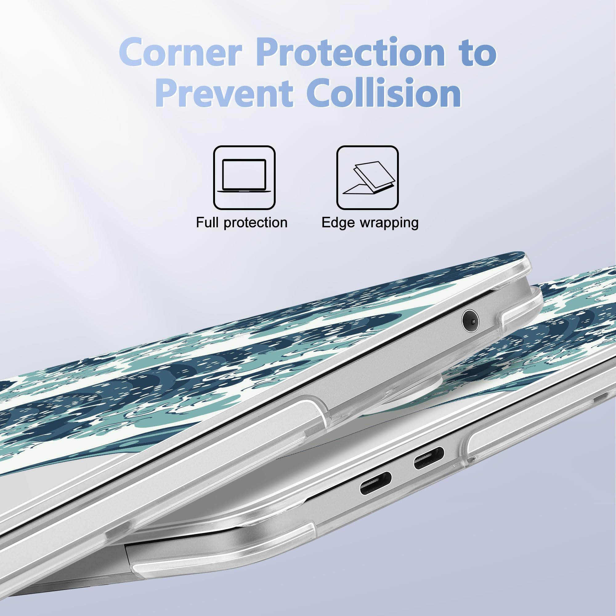 May Chen Compatible with MacBook Pro 13 inch Case 2022 2021 2020 Release Models A2338 M2 M1 A2251 A2289, Plastic Hard Shell Case for MacBook Pro 13 Inch with Touch Bar Fits Touch ID, Great Wave