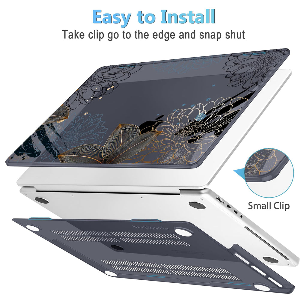 Mektron Case for 2026 M5 MacBook Pro 16 inch A3429 A3428 M4 A3403 A3186 M3 A2991 M2 A2780 M1 A2485 (2021-2025) Pro/Max with Liquid Retina XDR, Hard Shell Plastic Laptop Cover, Line Chrysanthemums