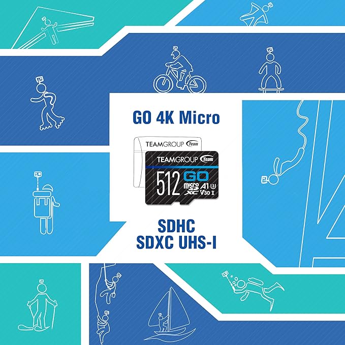 TEAMGROUP GO Card 64GB x 3 Pack Micro SDXC UHS-I U3 V30 4K for GoPro & Drone & Action Cameras High Speed Flash Memory Card with Adapter for Outdoor Sports, 4K Shooting, Nintendo-Switch TGUSDX64GU362