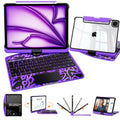 Uminy Clear Keyboard Case for iPad Pro 11 Inch with 360° Rotation, Purple