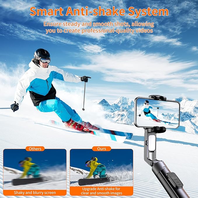 71" Tripod for iPhone with Light, Auto Face Tracking Selfie Stick Tripod, Upgrade Strong Gimbal Stabilizer 360 Rotation with Remote for Content Creator Vlog Live Streaming Video Record Tiktok YouTube