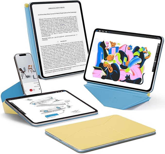 MOFT Dynamic Folio Case for iPad Pro 13 Inch (M4) 2024, Silm Magnetic Stand Case with 20+ Viewing Angles, Auto Wake/Sleep, Ultra Thin, Panna Cotta x Faded Jeans