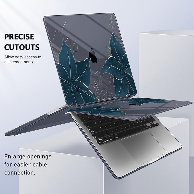 May Chen Case for MacBook Pro 13 inch M2 2023,2022,2021,2020 A2338 M1 A2251 A2289, Plastic Hard Shell Case for MacBook Pro 13" with Touch Bar Fits Touch ID, Golden Flowers