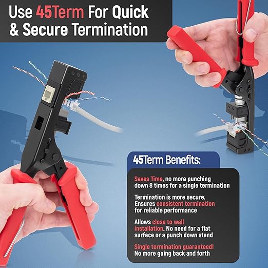 Everest 45° Angled RJ45 Cat6 Keystone Jacks 50-Pack in Ivory - Slim Profile Female RJ45 Connectors - Cat 6 Keystone Jack - Compatible with 45° Angled Speed Termination Tool - 45Term (B0BL3GS7ZY)