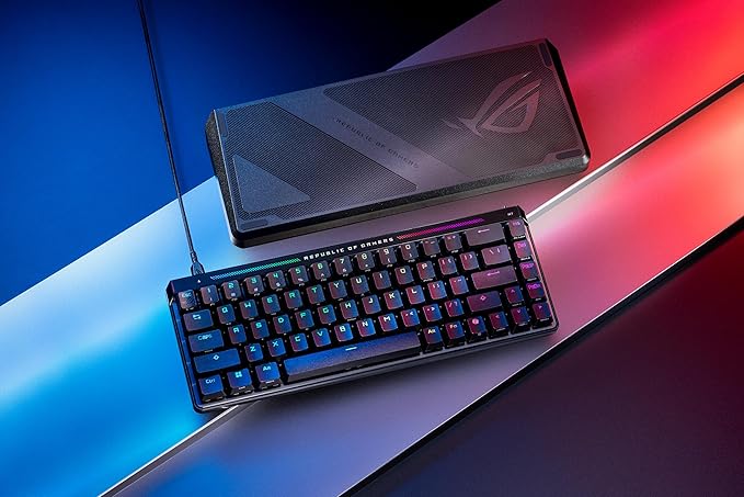 ROG Falchion Ace HFX 65% Hall Effect Gaming Keyboard – HE Magnetic Switches, Rapid Trigger, 8000 Hz Polling, Three-Layer Dampening Foam, Touch Panel, Protective Cover