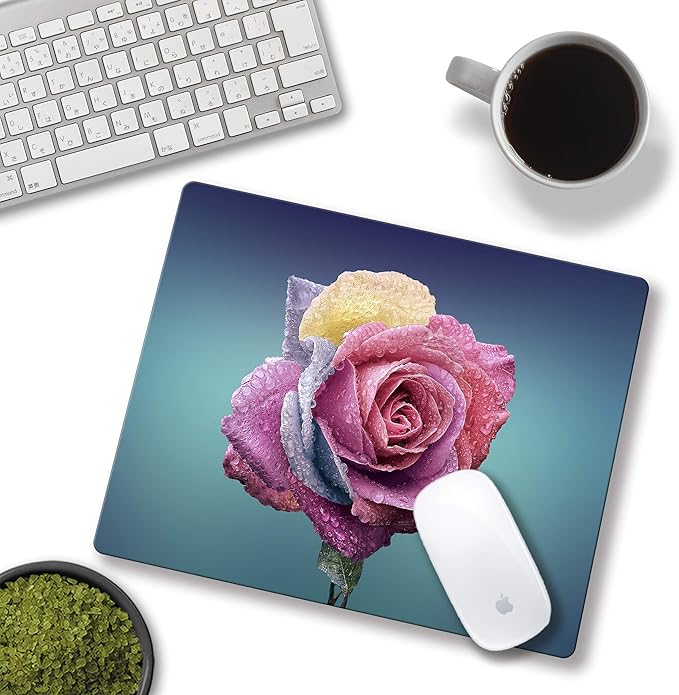 Colorful Rose Mousepad Computer Mouse pad with Design Personalized Mouse pad for Laptop Computer Office Decoration Accessories Gift
