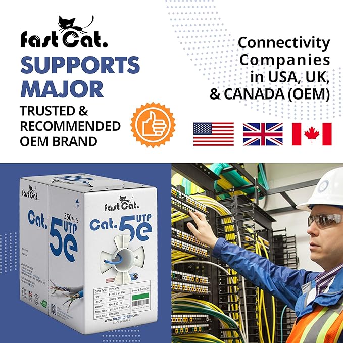 fast Cat. Cat5e Ethernet Cable 1000ft - 24 AWG, CMR, Insulated Bare Copper Wire Cat 5 ethernet Cable with FastReel - 350MHZ / Gigabit Speed UTP Cable Cat5e - CMR (Green)