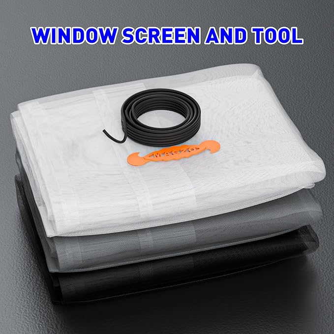 MAGZO Window Screen Replacement Mesh 48"W x 99"L - DIY Adjustable Polyester Pet Proof Screen Door Mesh for Patio Sliding Doors Window Screen Repair Kit, Durable, Washable, Black
