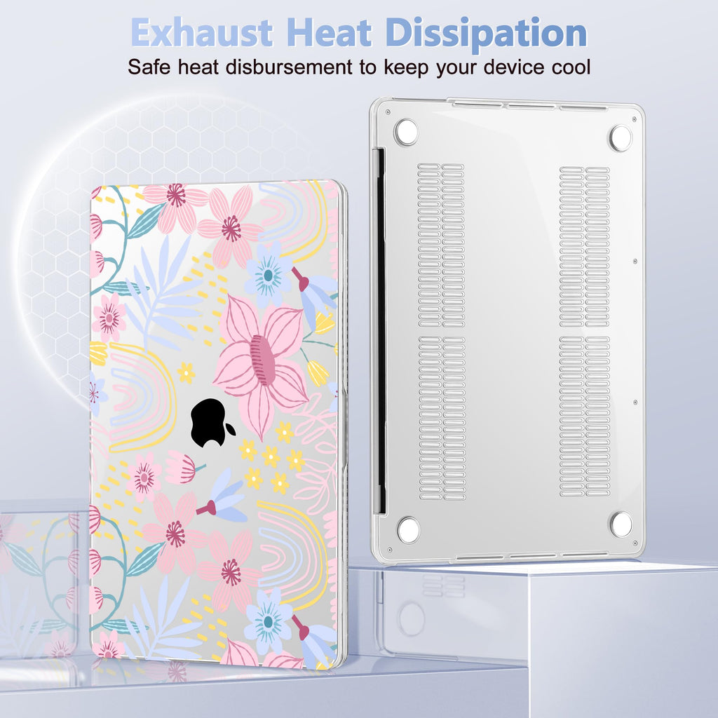 Lepeoac for MacBook Pro 16 inch Case 2019 2020 Release Model A2141, Plastic Hard Shell Cover with Keyboard Cover & Screen Protector for MacBook Pro 16 inch with Touch Bar & Touch ID, Florals