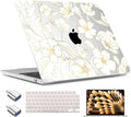 TWOLSKOO Compatible with M4 MacBook Air 13.6 inch Case 2025-2022 Release M4 A3240 M3 A3113 M2 A2681, Plastic Hard Shell & Keyboard Cover & Type C Adapter & Screen Protector, Gold Cherry Blossom