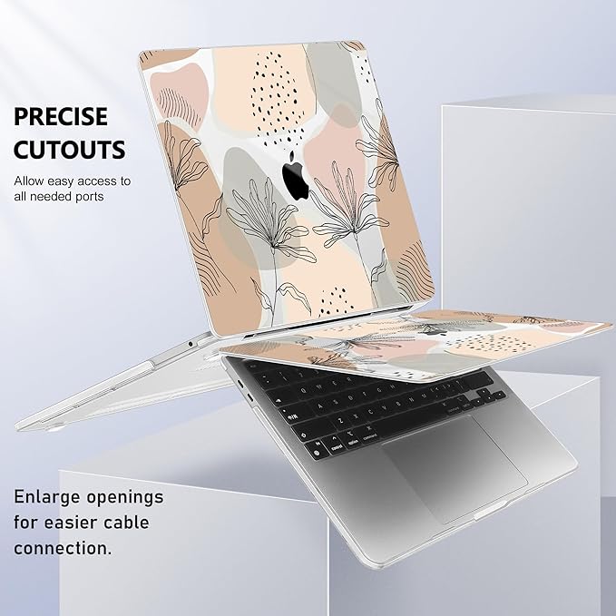 May Chen Compatible with MacBook Pro 13 inch Case 2022 2021 2020 Release Models A2338 M2 M1 A2251 A2289, Hard Hard Shell Case with Keyboard Cover for MacBook Pro 13 inch, Flowers and Leaves