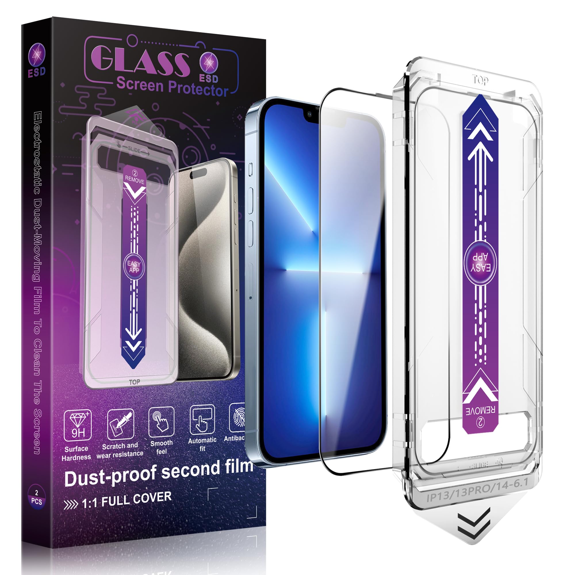 2 Pack Screen Protector Tempered Glass for iPhone 16e /14 /13/13 Pro