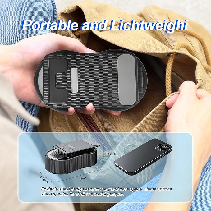 Gifts for Men Women,Cell Phone Stand with Wireless Bluetooth Speaker,Colorful Ambient Light 360° Foldable for Tablet iPhone Android 2 Wireless Microphones HD Surround Sound (Pink)