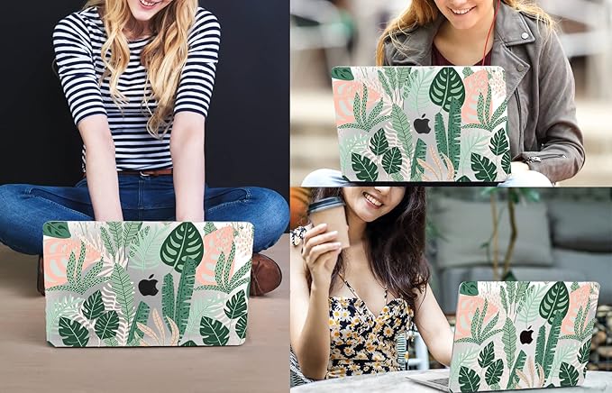 CISSOOK MacBook Air 13.6 inch Case A2681 M2 A3113 M3 with Touch ID, Tropical Palm Leaves, Hard Shell, Keyboard Cover, Screen Protector, Type C Adapter