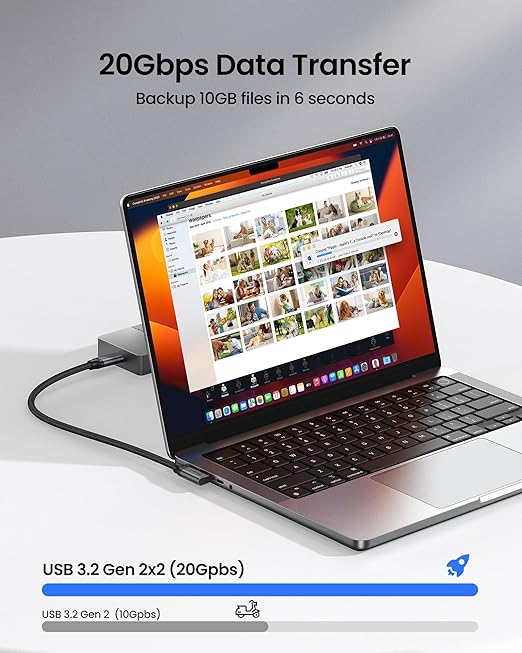 Silkland USB C Monitor Display Cable Right Angle 4FT [5K/4K@60Hz 8K@30Hz], 90 Degree USB C 3.2 Gen 2x2 Video Cable, 20Gbps Data Transfer, 240W Fast PD Compatible for MacBook Pro, iPad, iPhone 16