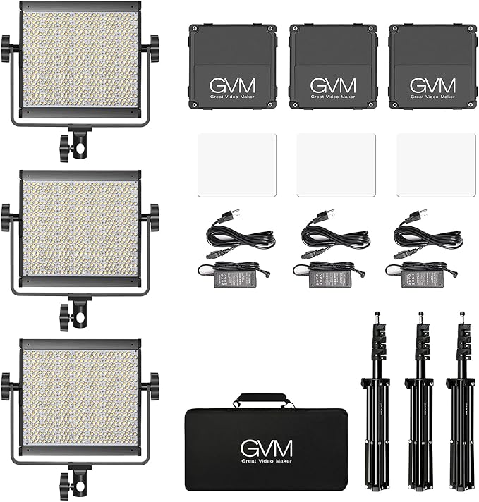 GVM RGB Video Lighting, 360° Full Color Led Video Light with APP Control, 3 Packs 850D Photography Lighting Kit CRI 97, YouTube, Aluminum Alloy Shell