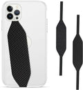 Phone Grip Strap - Reversible Finger Holder for Phone Back, Customizable Anti-Slip Design, Wireless Charging Compatible Detachable Holder for iPhone - Carbon Fiber