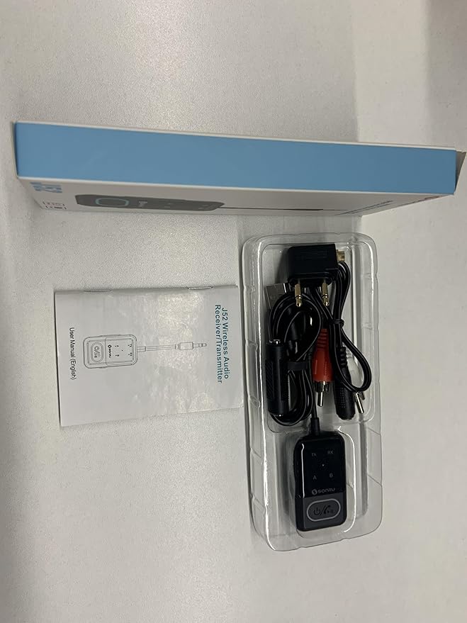 SONRU Bluetooth 5.3 Transmitter Adapter for Airplane 2-in-1 Wireless Bluetooth Audio Transmitter Receiver for 3.5mm Aux Jacks on Flight/TV/Gym Equipment, for up to 2 Wireless Headphones, Cell Phones