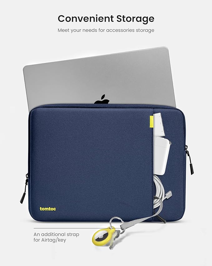 tomtoc 360 Protective Laptop Sleeve for 14-inch MacBook Pro M4/M3/M2/M1 Pro/Max A3112 A3401 A3185 A2992 A2918 A2779 2024-2021, Water-Resistant Case Bag with Accessory Pocket for 13.8 Surface Laptop 7