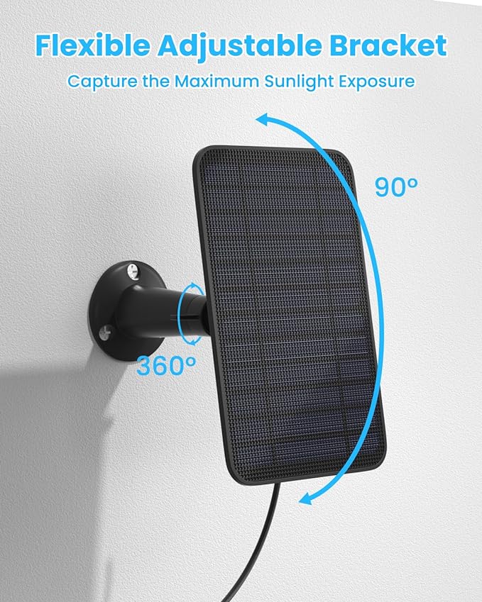 5W Solar Panel for Blink Camera Outdoor, Solar Panel Charger with Battery Compatible with New Blink Outdoor 4 (4th Gen) Camera, with 13.1ft Cable, IP65 Weatherproof, Includes Secure Wall Mount, 3 Pack