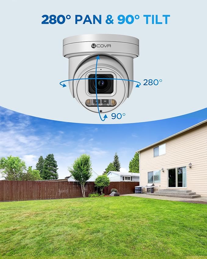 4COVR 16 Channel PoE PTZ Security Camera System 4K, 12X 5MP IP PTZ Camera Two Way Audio, 280ｰ Pan 90ｰ Tilt 5X Optical Zoom, Smart Color Night Vision, Human Vehicle Detection, NVR 4TB HDD, LY5XCP8M1612