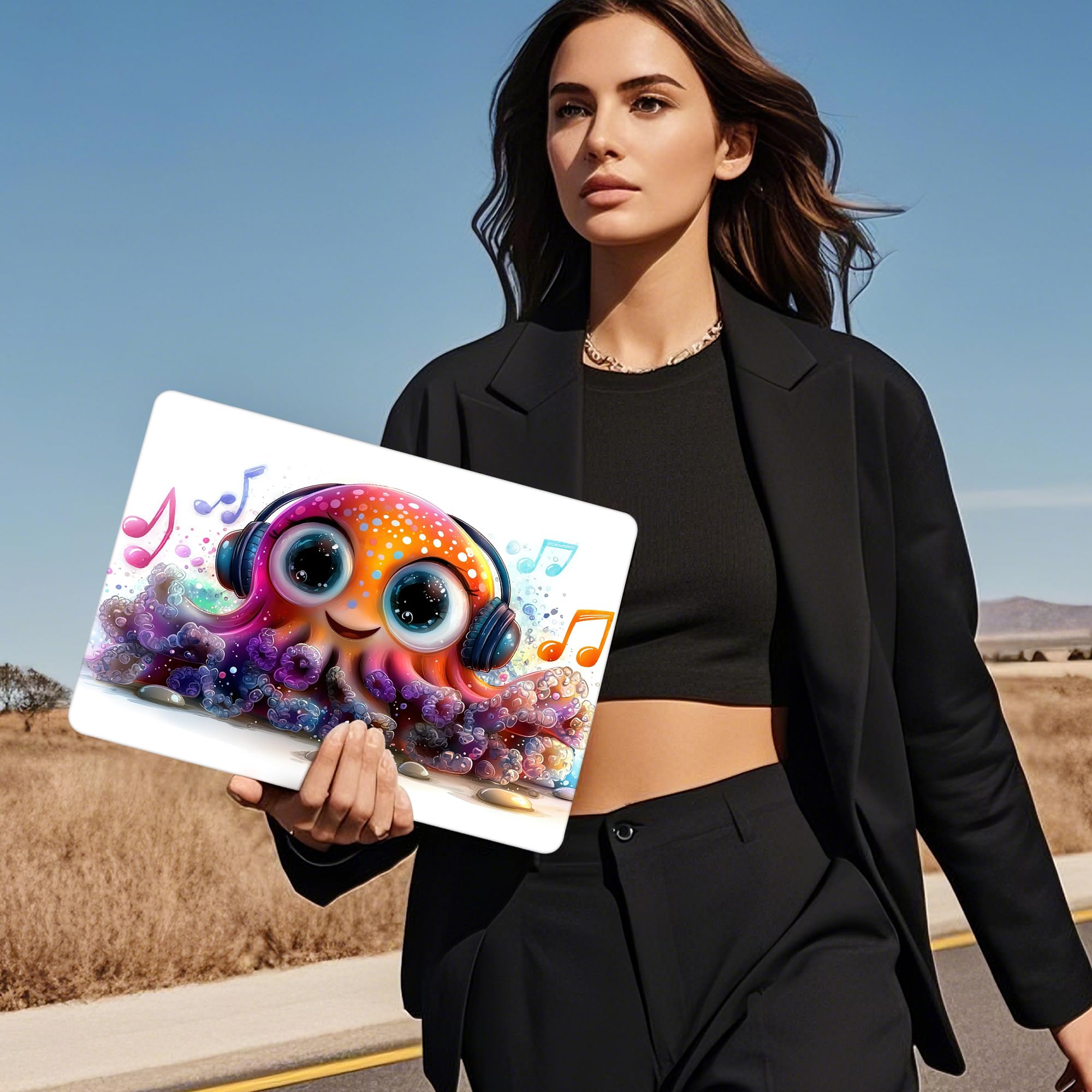 Mektron Case for 2026 MacBook Air 15 INCH M5 A3448 Compatible with M4 A3241 /M3 A3114 /M2 A2941 Printed Plastic Hard Shell Cover with 15.3" Liquid Retina Display Touch ID- Cute Octopus