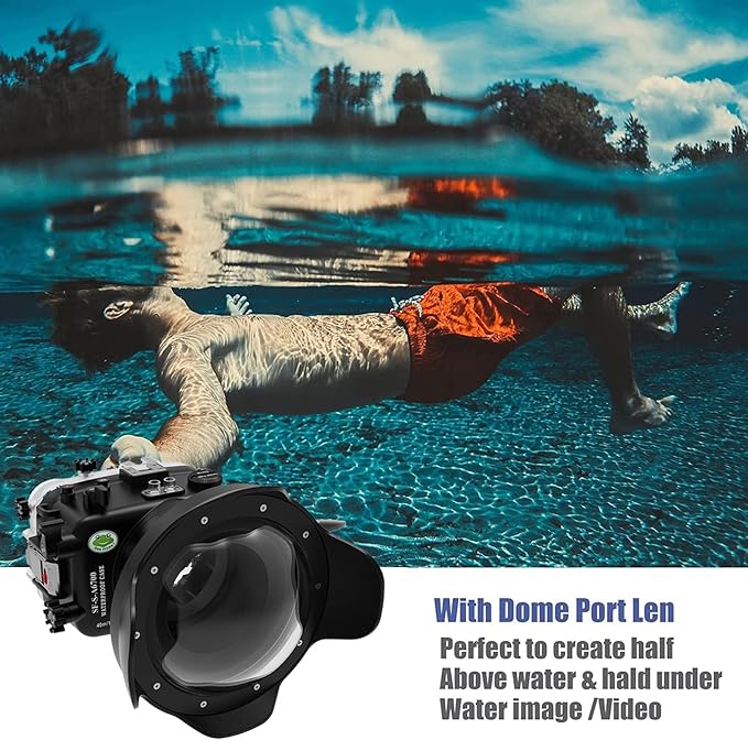 Seafrogs Underwater Housing for Sony a6700 with WA005F Dome Port, [40M/130FT] Waterproof Scuba Housing Case for Sony ILCE-6700 with E 18-105mm F4, 28-60mm F4-5.6