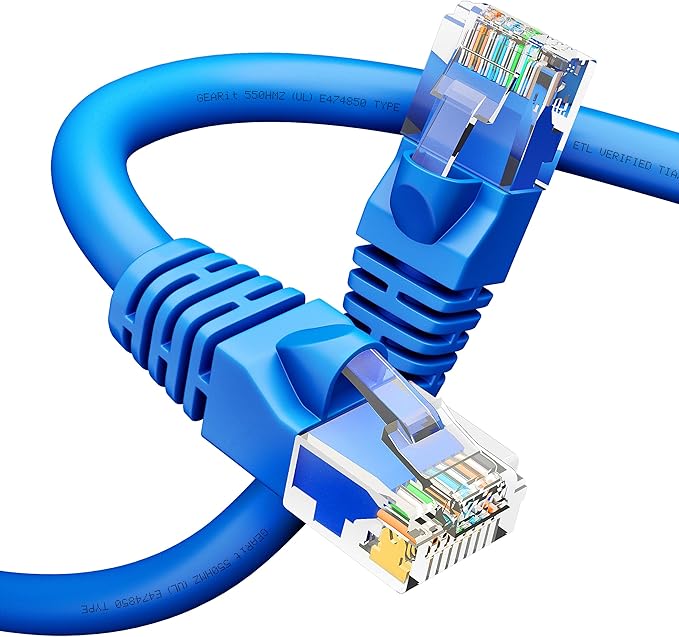 GEARit Cat 6 Ethernet Cable (1-Pack 75 Feet) Cat6 Network Patch, 10Gbps, RJ45, Snagless Cord, Gold-Plated Connectors, Internet for PC, TV, Tablet, Router, Printer, Servers, IT Data Center - Blue
