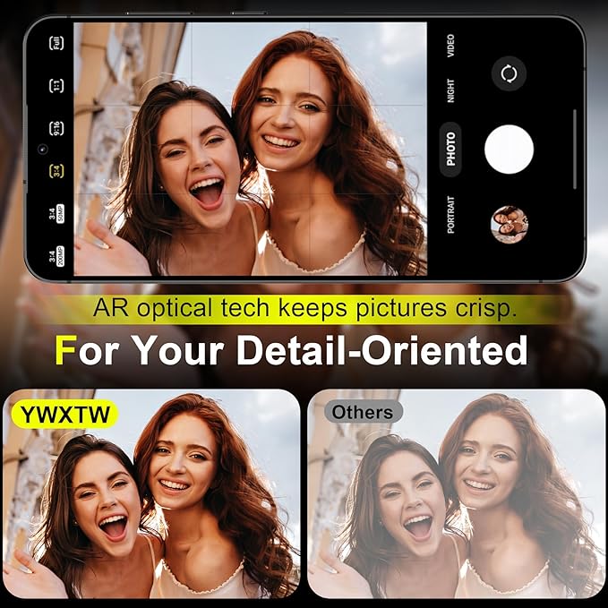YWXTW Camera Lens Protector for Samsung Galaxy S25 Accessories [1:1 Fit & Ultra Clarity] 9H Tempered Glass Metal Individual Ring Camera Cover Screen Protector for S25, Case Friendly (Black)