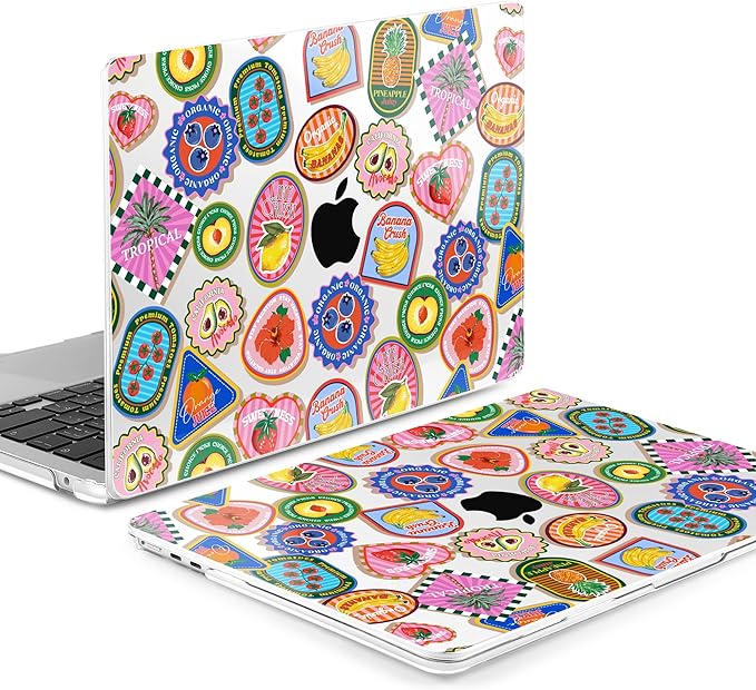 MEEgoodo for M4/M3/M2 MacBook Air 15.3 inch Case 2025 2024 2023, Case Fit Model (A3241/A3114/A2941) for MacBook Air 15 inch, Laptop Hard Shell with Keyboard Cover, Fruit & Sticker