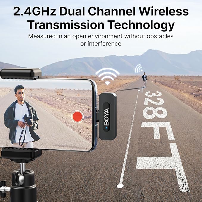BOYA BY-V10 USB-C Wireless Lavalier Microphone for iPhone16/15 Android, Type-C Smartphone Laptop, Noise Canceling, Mini Clip-on Microphone for YouTube, Podcast, Facebook, TikTok Vlogging Recordings