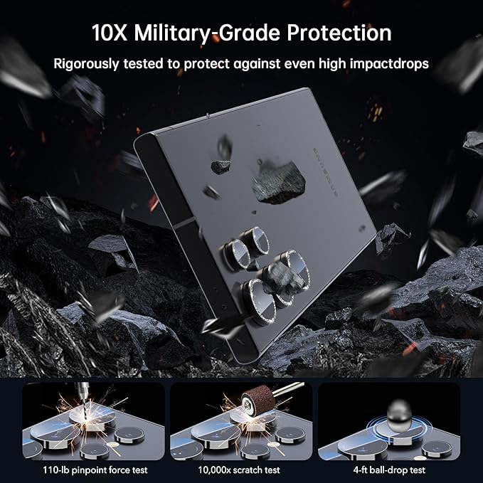 VIPSENT For Samsung Galaxy S25 Ultra Camera Lens Protector, Individual Lens Protector, Ultra HD 9H Tempered Glass Screen Protective Cover, Anti-scratch, Military Grade Drop Protection 2 Set. (Glitter Black, S25 Ultra)