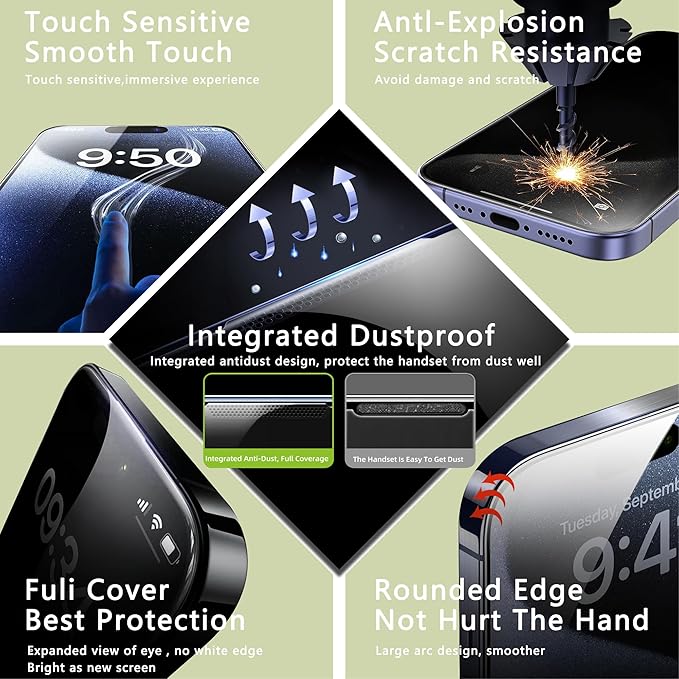 [2-Pack Ultra HD Clear Screen Protector for iPhone 13 Pro Max/14 Plus (6.7-Inch),9H Tempered Glass,Full Coverage,Anti-Fingerprint,Auto Dust Removal,Bubble-Free,Easy Installation
