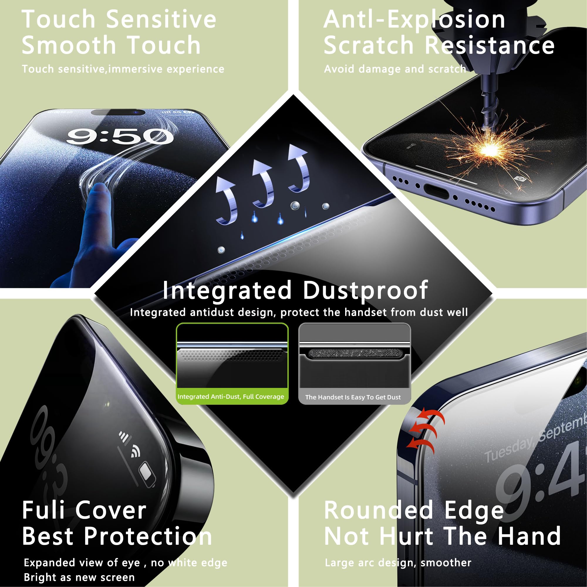 SY SHANGYAN 2 Pack Ultra HD Clear Screen Protector for iPhone 11 Pro Max/XS Max (6.5-Inch),9H Tempered Glass,Full Coverage,Anti-Fingerprint,Auto Dust Removal,Bubble-Free,Easy Installation