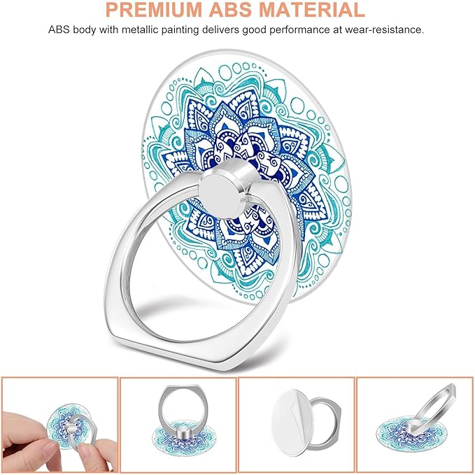 Bonoma Phone Ring Stand Holder, 3-Pack 360 Degree Rotation Universal Finger Ring Stand Compatible with Smartphones and Tablets Mandala