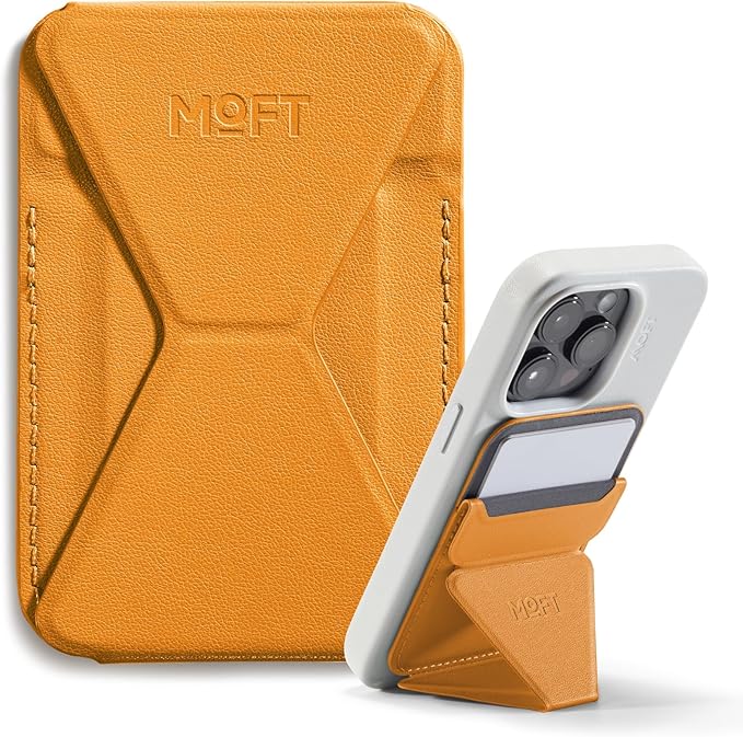 MOFT Magnetic Wallet Stand Compatible with iPhone 16/15/14/13/12 Series, Angle Adjustment MOVAS Phone Stand, Orange